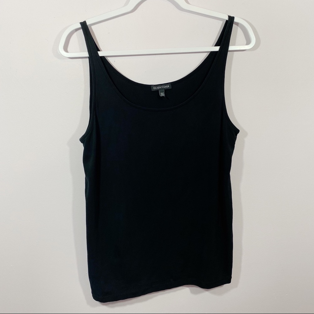 Eileen Fisher Tank 100% Silk Black Large